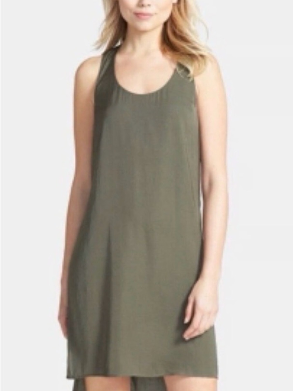 Nordstrom - Trouvé - Simple Olive Green Sleeveless Shift Dress